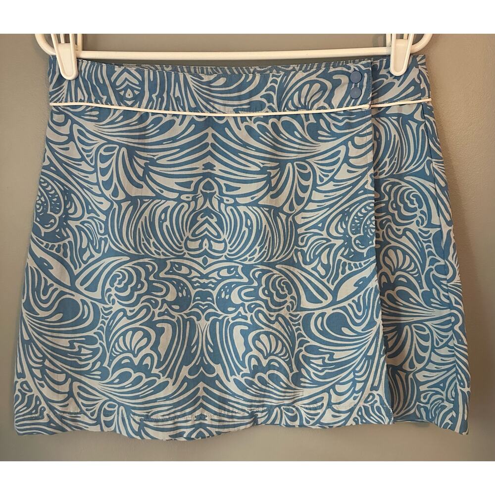 Patagonia Womens Button Out Boardie Island Mini Wrap Skirt Size 8 Blue